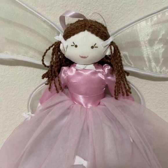 Pottery Barn Kids Designer Doll Butterfly Wings Fairy Pink Tulle Brown Hair - Picture 2 of 12